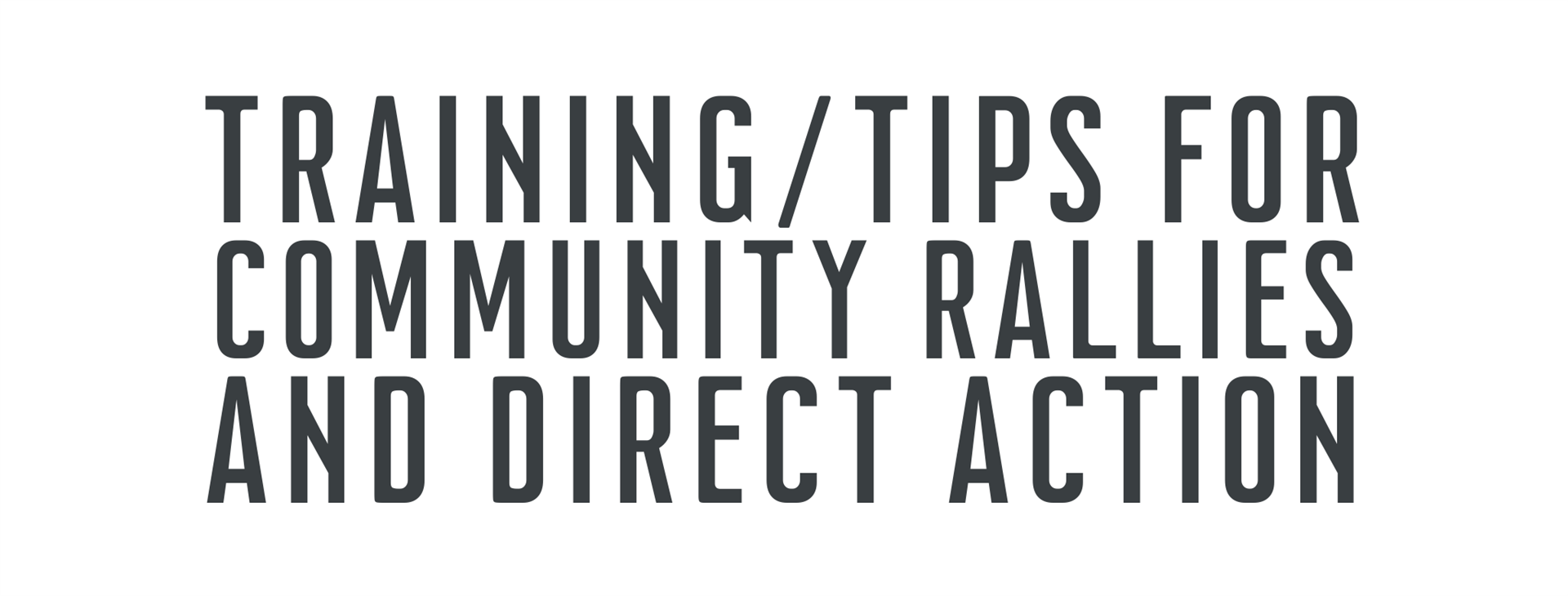 Training/Tips for Community Rallies and Direct Action